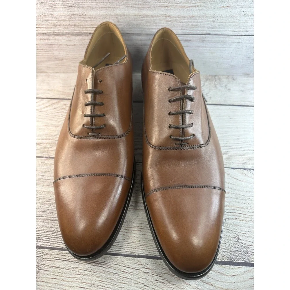 To Boot New York Men's Brandon II Leather Brown Cap Toe Oxford Shoes Size 10.5